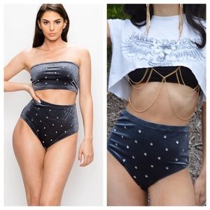 Star studded velvet high waisted bottoms